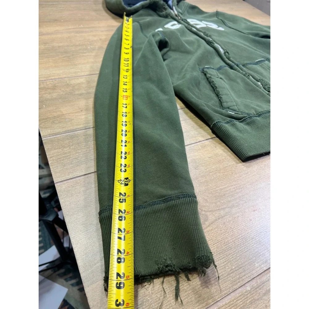 Abercrombie & Fitch Mens VTG Zip Hoodie Green Distressed AF‎ 92 Applique Medium